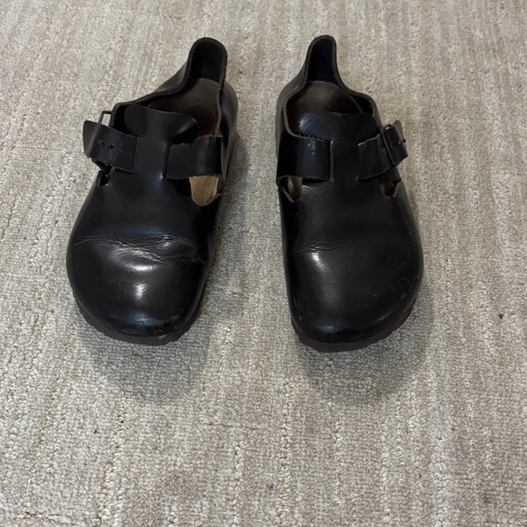 Birkenstock London Clogs Black Leather womens Size L6 / EU37 - Picture 1 of 5